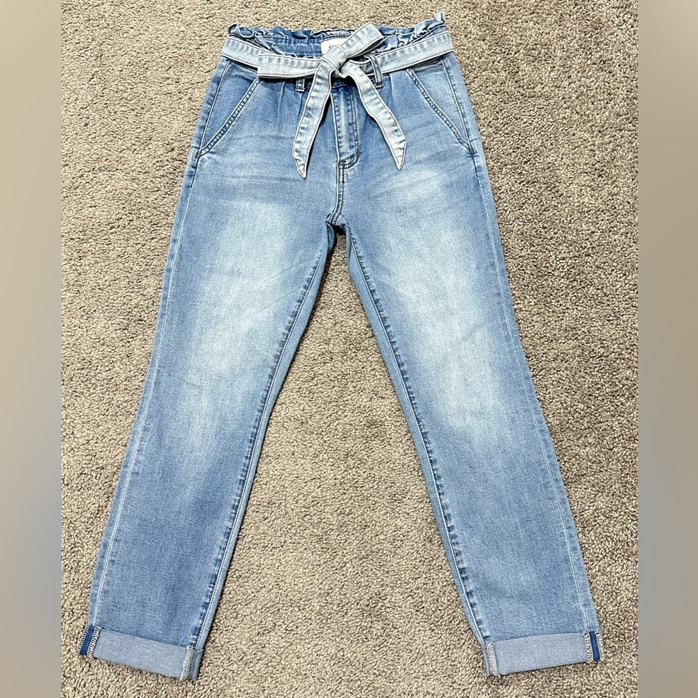 Ashley Mason High Rise Light Blue Jeans with Tie Waist